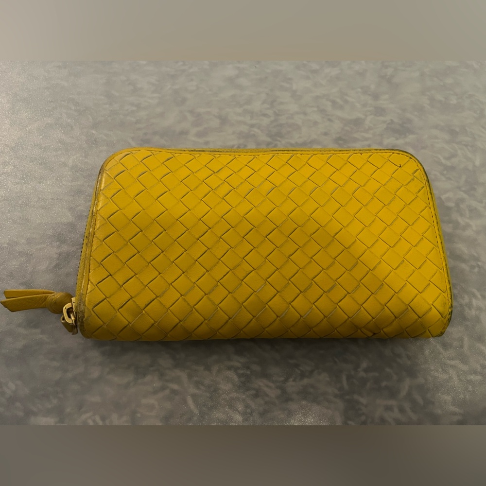 Bottega Veneta Yellow Woven Wallet